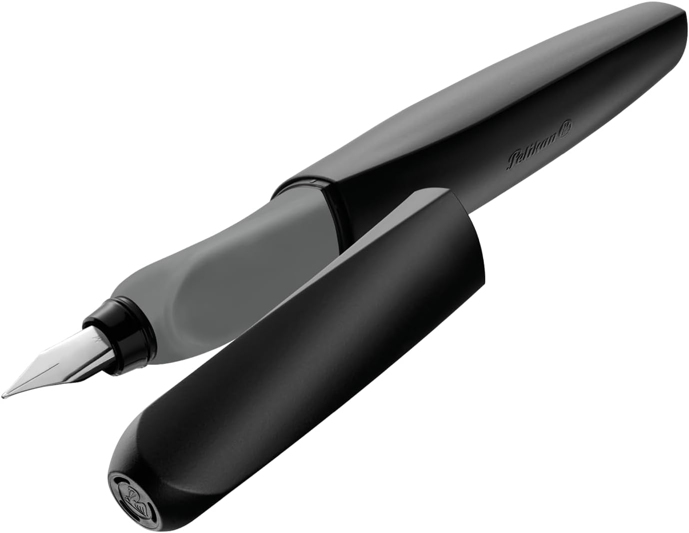 Pelikan Twist Fountain Pen with 1 Ink Cartridge, Medium Nib, Silver, Boxed (947101)