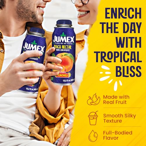 Jumex Mango Nectar Lata Botella - Made with Fresh Fruit Puree - Mango Juice Concentrate for Tropical Fruit Smoothie Mix, Cocktail Mixers & Kids Beverages - 15.5oz, 12 Pack Resealable Juice Bottles