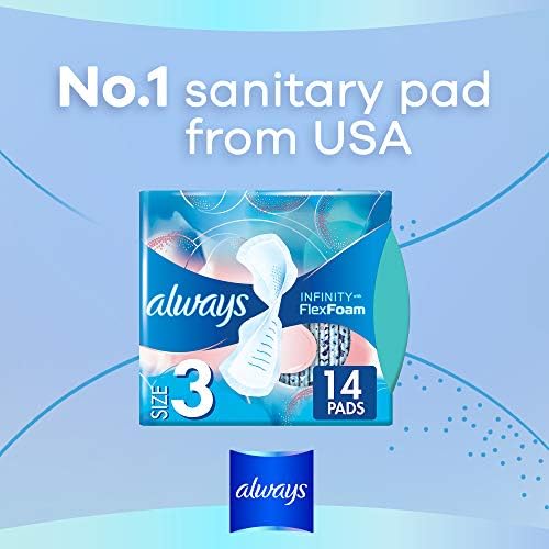 Always Infinity Feminine Pads for Women, Size 3, Extra Heavy Flow, with Wings, Unscented, 28 CT
