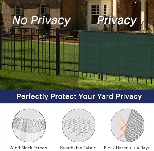 Windscreen4less Privacy Fence Screen 6'x50' Heavy Duty Windscreen Fencing Mesh Fabric Shade Cover for Outdoor Wall Garden Yard Pool Deck, Green