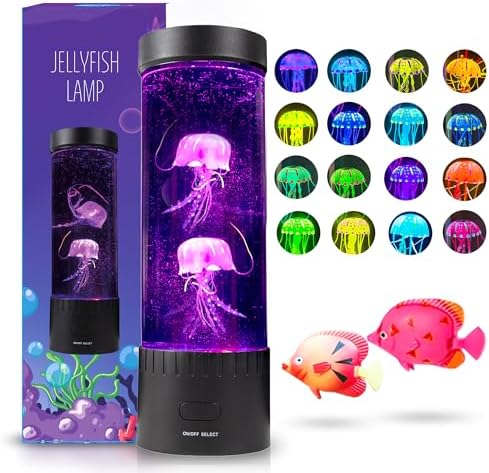 Brewish Jellyfish Lamp, 16 Color Options, 4 Mode Lifelike Jellyfish Aquarium, Electric Jellyfish LED Night Light, Fake Aquarium, Home Decor