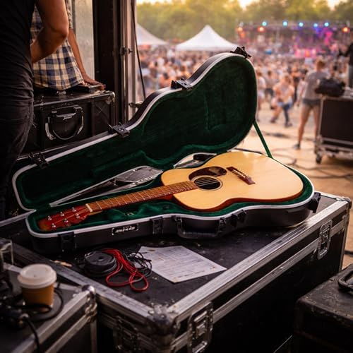 SKB Hardshell Travel Case for Martin 000 Acoustic Guitars, Molded In Bumpers for Protection, Plush Lined Interior and TSA Latches