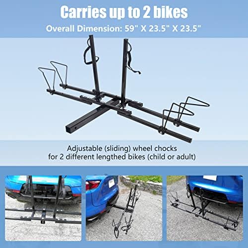 Hitch Mount Bike Rack Carrier Upright 2 Mountain Bike Rack Hitch Carrier 2" Rear for SUV Van Truck Bike Rack