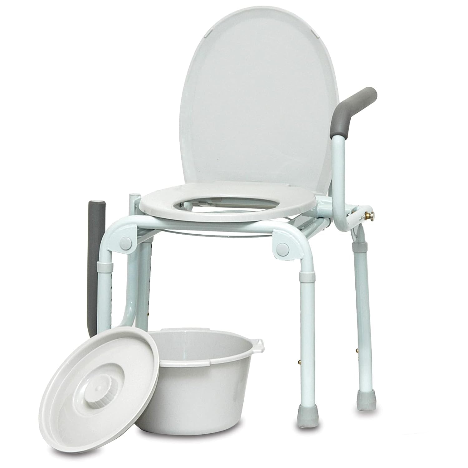 ProBasics Drop Arm Adjustable Bedside Folding Commode Chair Portable with Handles, for Elderly, Seniors, and Disabled People, Supports 300lbs
