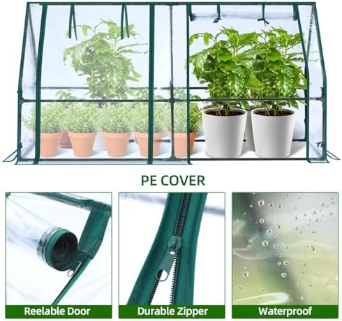 Ohuhu Portable Mini Greenhouse, 71"x36"x36" Greenhouses for Outdoors with Dual Large Zipper Doors & Ground Stakes