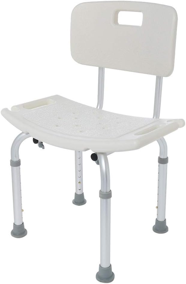 Shower Stool, Adjustable Shower Chair,Portable Bath Seat, White Bathtub Lift Chair, Height is Adjustable of 14 to 21 (Silver)