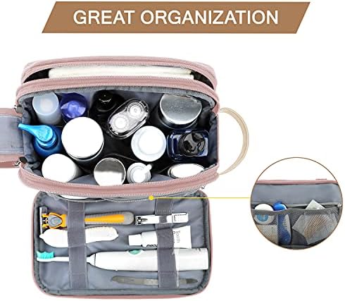 BAGSMART Toiletry Bag for Men, Canvas Travel Toiletry Organizer Dopp Kit Water-resistant Shaving Bag for Toiletries Accessories,Grey-Medium