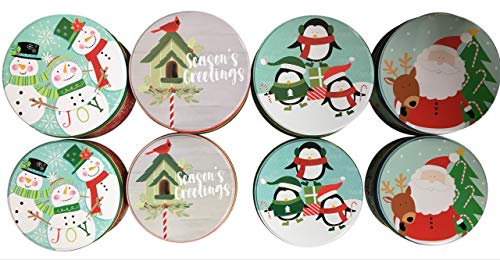 WXAUTK Round Christmas Cookie Tins Set Of 8 Nesting Tins