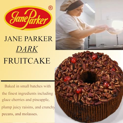 Jane Parker Fruitcake Dark Fruit Cake 3 Pound (48 Ounce) Ring in a Collectible Holiday Tin (Colors may vary) -Holiday Cake-Christmas Cake-The Best