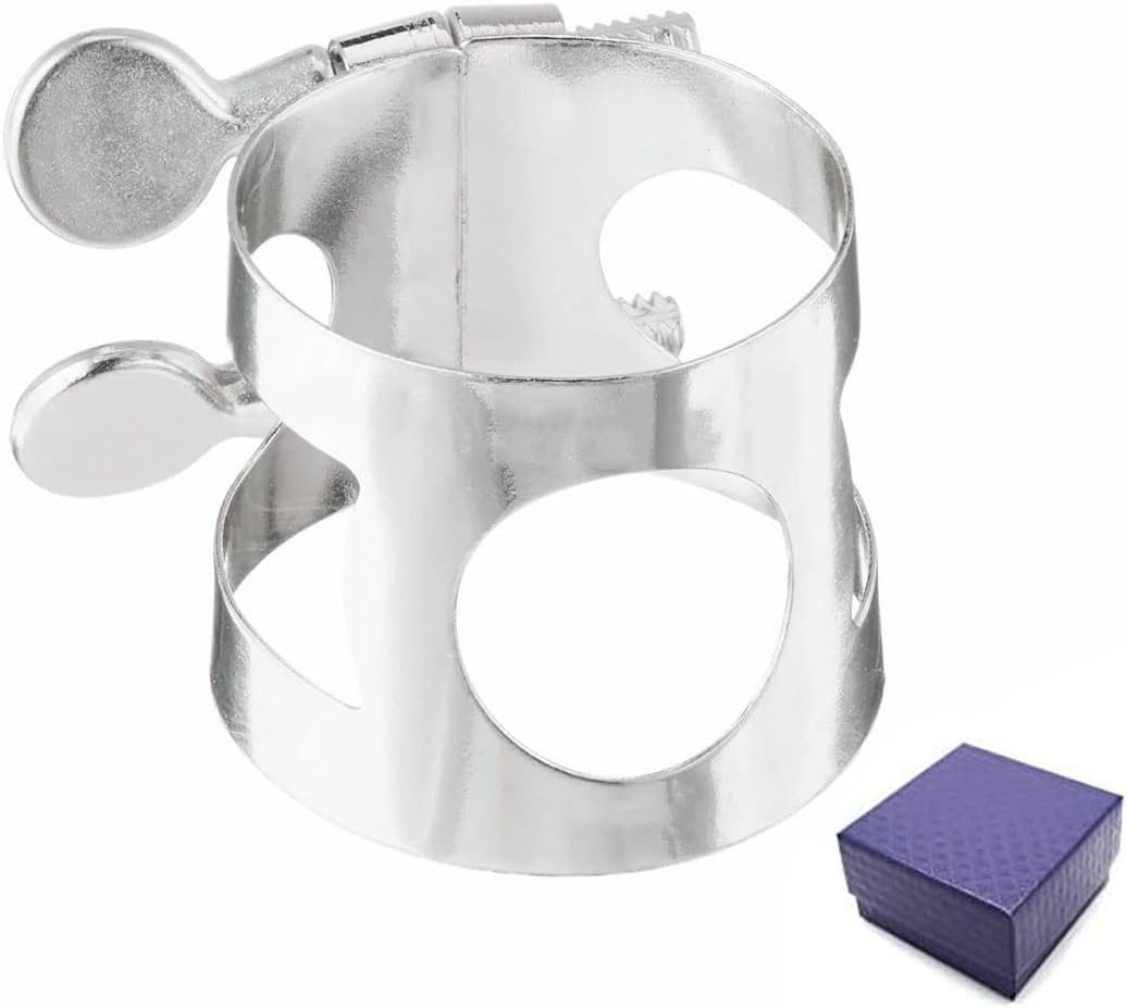 Jiayouy Alto Sax Mouthpiece Ligature Double Screws Ligature Silver Plated