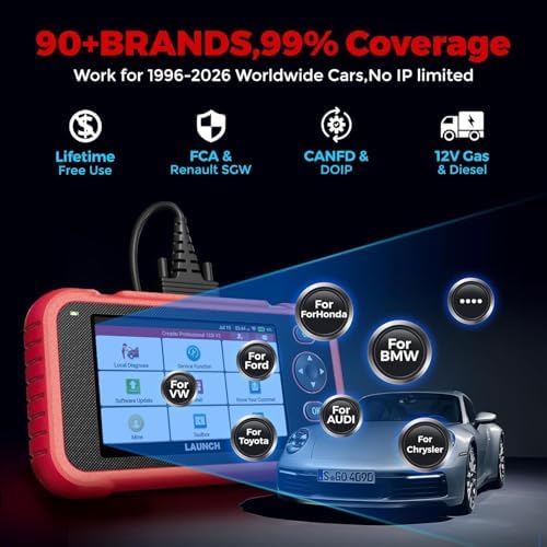 LAUNCH OBD2 Scanner CRP123I V3.0 Elite, 7 Resets Car Scanner, Lifetime Update | FCA SGW, CANFD&DoIP