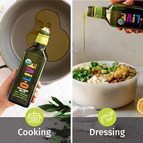 O-Live&Co. Premium USDA Organic Extra Virgin Olive Oil - First Cold Pressed EVOO - Phenolic Rich - Single Origin - Early Harvest - Versatile Oil Cooking & Dressing - 1L