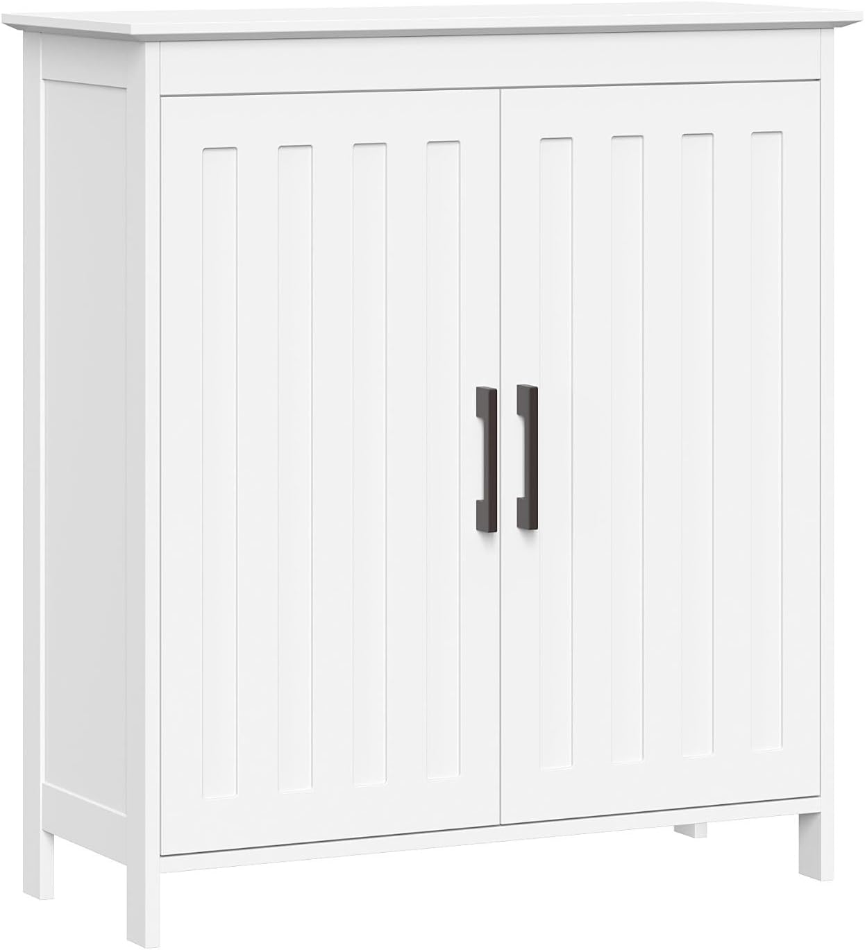 RiverRidge Monroe Two-Door Bathroom Floor Storage Cabinet - White | Linen Cabinet with Adjustable Interior Shelf and Soft Close Hinges