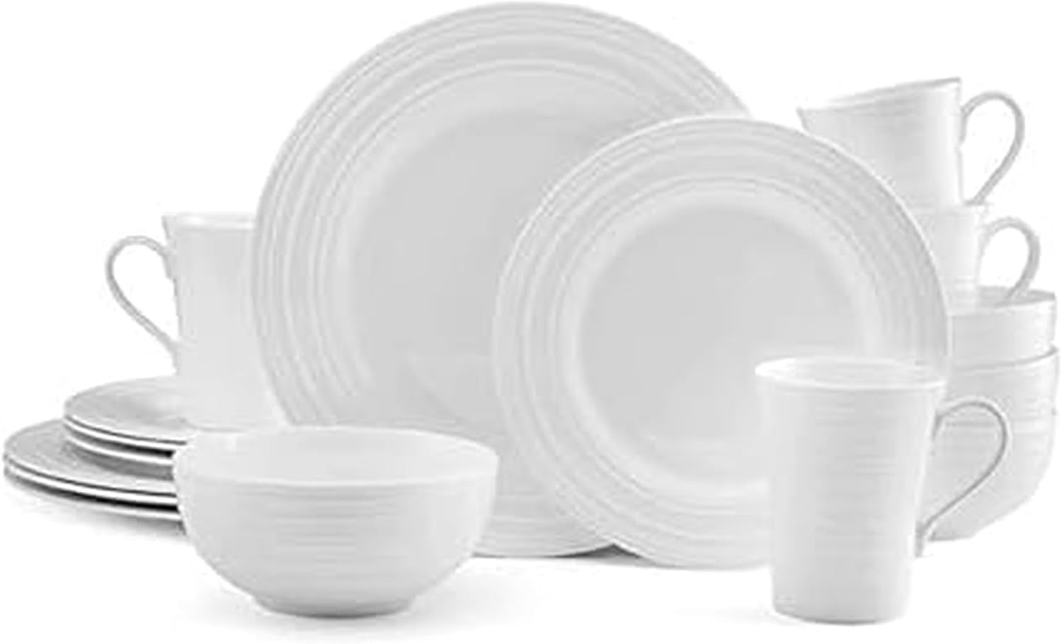 Mikasa Ciara 16 Piece Bone China Dinnerware Set, Service for 4, Lightweight and Durable Plates Bowls and Mugs