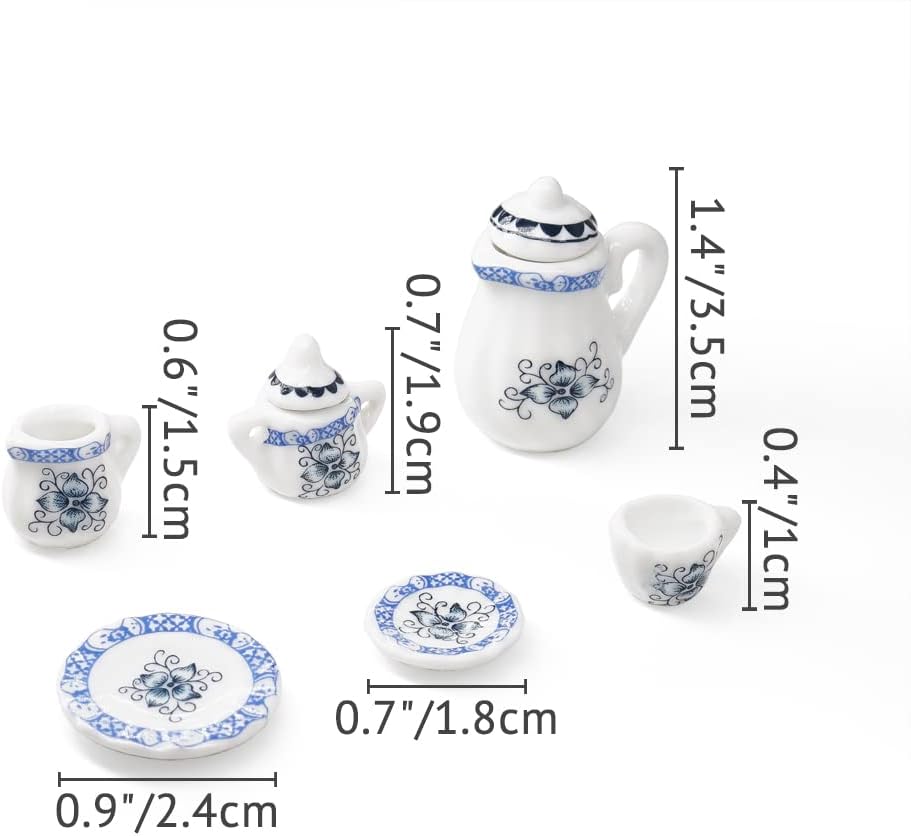 Odoria 1/12 Miniature Porcelain Tea Set 15Pcs Dollhouse Decoration Accessories, Grapes