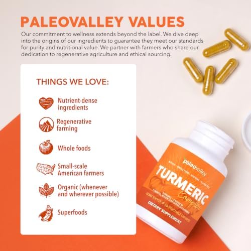 Paleovalley Organic Turmeric Complex, with Ginger & Black Pepper, Superfood