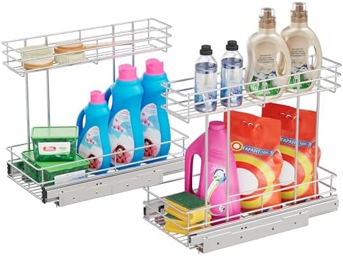 Under Sink Organizer 9" W X19 D, Pull Out Cabinet Organizer 2 Tier