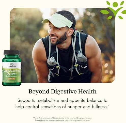 Swanson Lactobacillus Gasseri Probiotic, 3 Billion CFU, 60 Vegan Capsules | For Adults Seeking Digestive and Metabolic Support, a Lactic Acid-Producing Bacterium, Acid-Resistant with No Refrigeration
