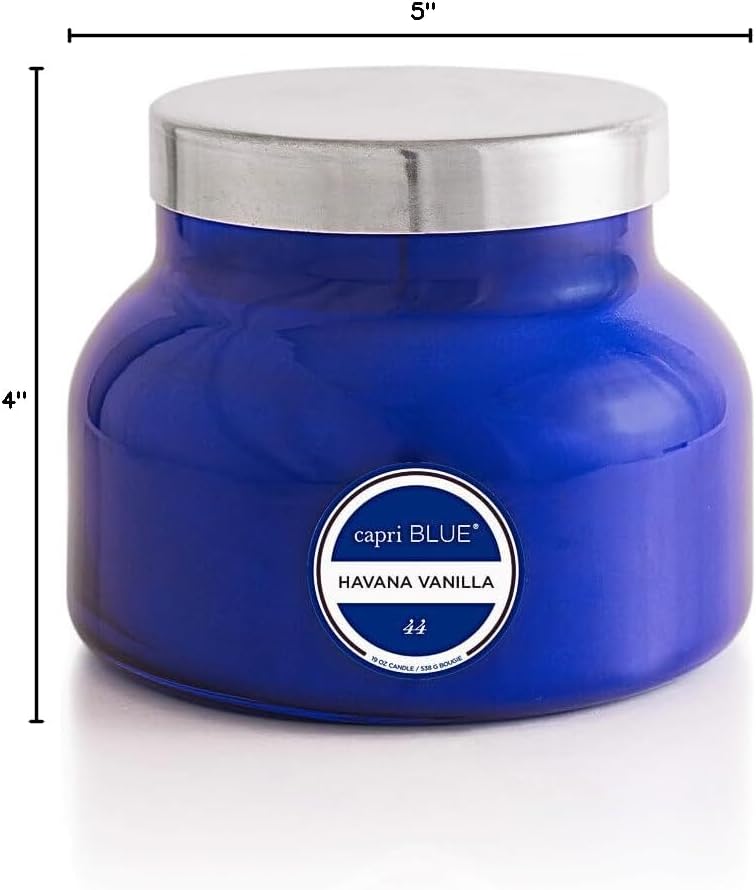 Capri Blue Scented Candles - Soy Candle Wax Blend - Jar Candles - Blue Candle Gifts for Women & Men - Luxury Candles for Home Scented with Vanilla, Bergamot & Sandalwood - Havana Vanilla (19 oz)