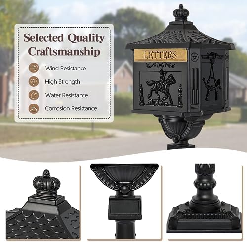 Mail Box Heavy Duty Mailbox Postal Box Security Cast Aluminum Vertical Pedestal