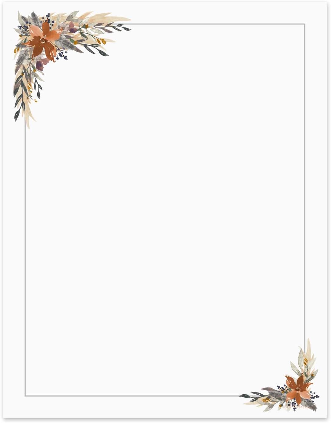 Great Papers! Lush Greenery Letterhead / 80 Floral Sheets 8.5" x 11" Beautiful Watercolor Botanical All Occasion Letter Paper