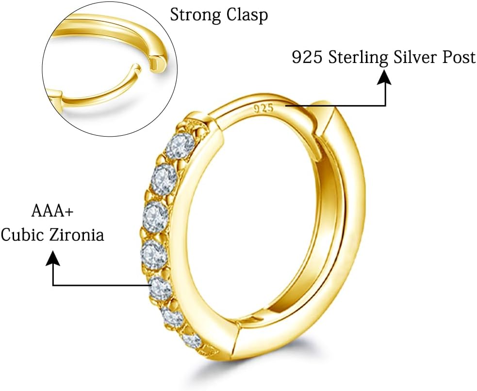 Dlihc 6 Pairs Sterling Silver Hoop and Stud Earrings Set for Women Men