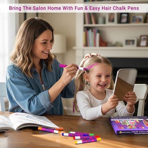 Desire Deluxe Girls Gifts Hair Chalk - 10 Temporary Washable Color Pens for Kids, Teenage, Make Up & Dress Up Colourful Styles Set Toy for Christmas