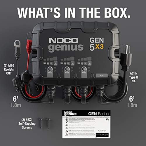 NOCO GEN5X3 12V 15A 3-Bank OnBoard Marine Battery Charger & Maintainer