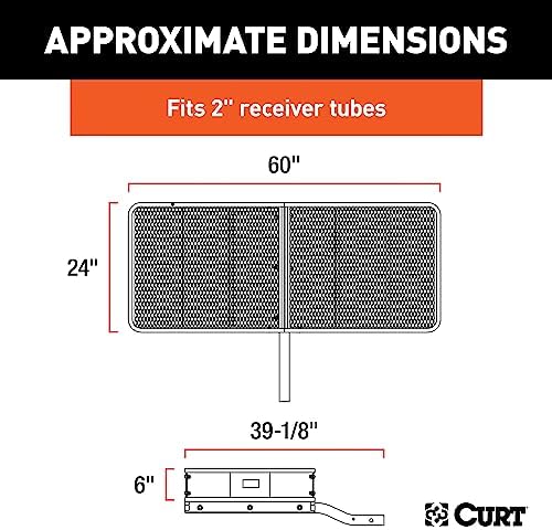 CURT 18152 Cargo Basket Hitch Trailer Hitch Cargo Carrier, 500 lbs. Capacity, 60-Inch x 24-Inch x 6-Inch, Fits 2-Inch Receiver