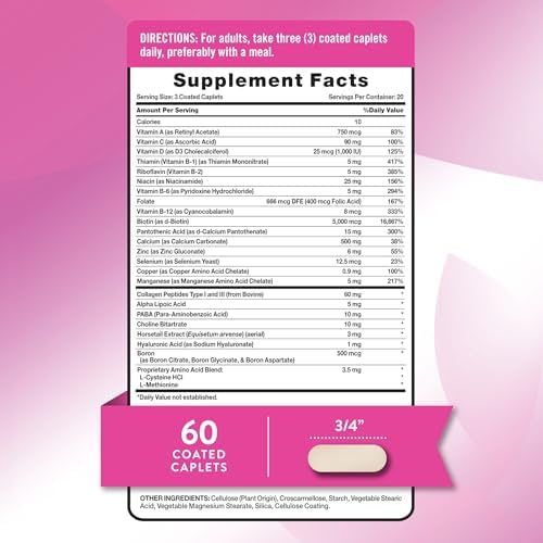 Nature's Truth Hair Skin and Nails | 60 Caplets | Plus 5,000 mcg Biotin | Non-GMO & Gluten Free Supplement