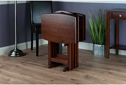 Winsome Darryl Set of 4 Oversized Foldable Tables, Walnut, 26" | Easy to Store Portable Fold Up Table Set for Kitchen, Living Room TV Dining, Crafts, Puzzles, Work From Home
