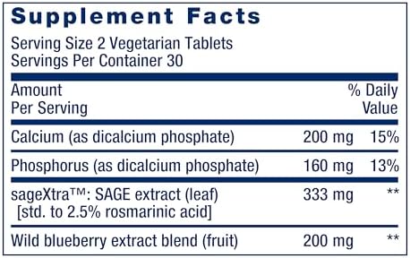 Life Extension Cognitex® Elite Pregnenolone, sage, Blueberry, ashwagandha, phosphatidylserine, Advanced Formula, Attention, Focus, Memory