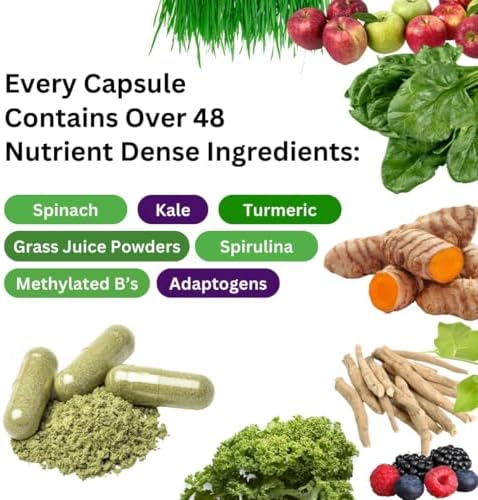 Paradise Herbs & Essentials Once Daily Multivitamin Iron 60 Capsules | Organic superfoods, probiotics, and vitamins A, B12, C, D, K2 in a dietary supplement for immune and bone support.