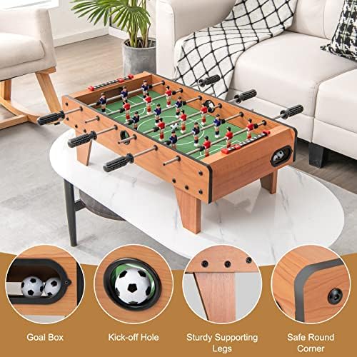 Giantex 27" Foosball Table, Easily Assemble Wooden Soccer Game Table Top w/Footballs, Indoor Table Soccer Set for Arcades, Game Room, Bars, Parties