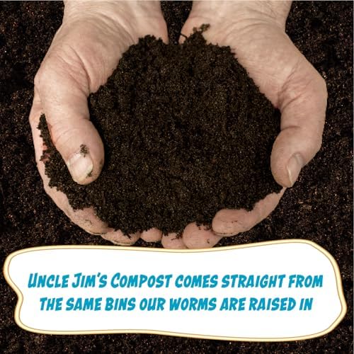 Uncle Jim's Worm Farm Black Gold Worm Castings Compost Fertilizer for Garden Soil | Red Wriggler Earthworm Casting Organic Fertilizer for Plants