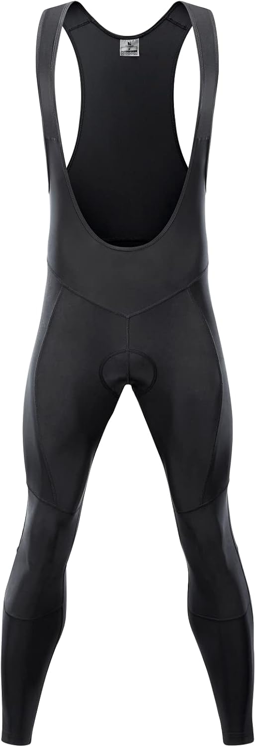 Przewalski Men's Cycling Bib Pants 4D Padded Bike Thermal Bib Tights Black