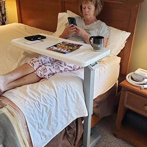 Carex Rolling Overbed Table, Hospital Bed Table, Laptop Tables for Recliner, Bed, Bedside and Sofa, Computer Tables, Hospital Tray
