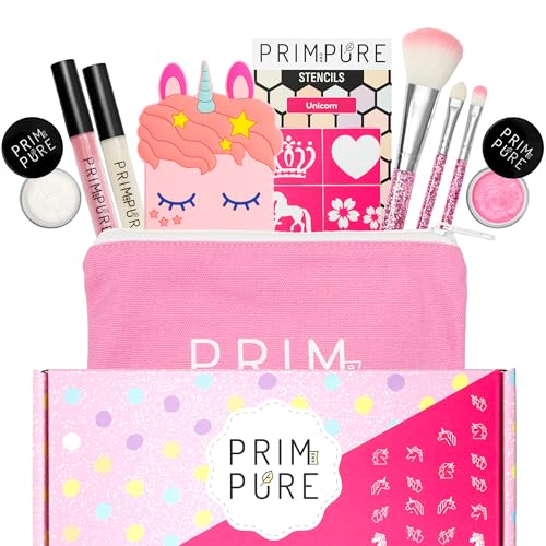 Prim and Pure Mineral Gift Set with Unicorn Mirror| Perfect for Play Dates & Birthday Parties | Kids Eyeshadow Makeup – Mineral | Organic &