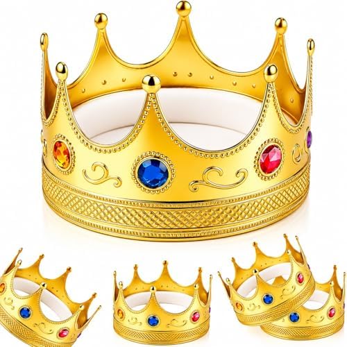 Adorox Gold Royal King Plastic Crown Prince Costume Accessory