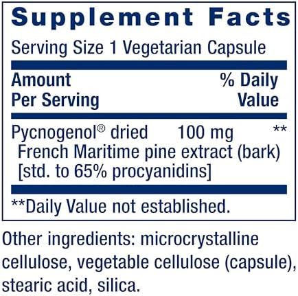 Life Extension Pycnogenol – French Maritime Pine Bark Extract – Scientifically Studied Healthy Aging & Vascular Health Supplement – Non-GMO, Gluten-Free, Vegetarian – 60 Capsules | Scientifically Studied Formula Supports Healthy Aging & Vascular Health,…