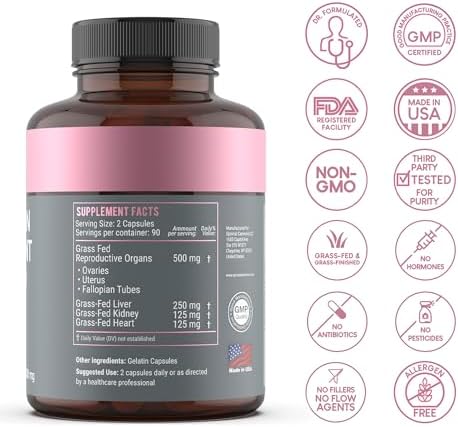 Grass Fed Beef Liver Capsules, Freeze Dried in Convenient Pills, 180 Capsules, Desiccated Supplement