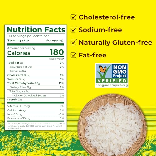 Golden Star Thai Hom Mali White Jasmine Rice - Prime Grade White Rice - 10 lb Bag | Prime Grade White Rice - Great for Gumbo, Curries & More - Cook in Microwave or on Stove Top