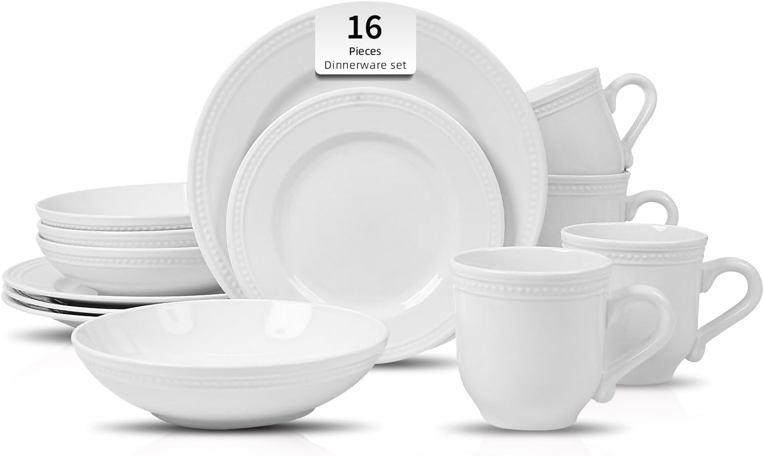 HomeVSS 20-Piece Pearl Dots Stoneware Dinnerware Set, Pink, Service for 4