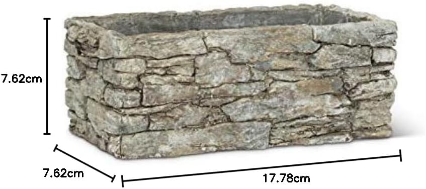 Abbott Collection Small Rectangular Stack Stone Planter, 4x8 Inch, Grey - 6.89 x 4.29 x 3.54 inches
