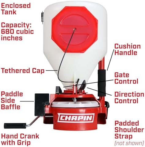 Chapin 8700A 35-Pound Capacity Chest Mounted Spreader with Easy Fill Hopper for Grass Seed and Fertilizers, 35-Pound (1 Spreader/Package)