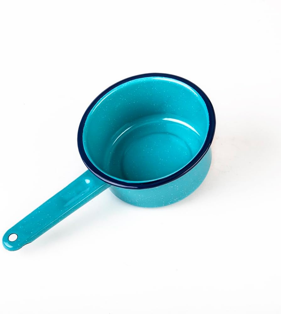 Cinsa 1 Qt Granite Ware Saucepan - Enamel on Steel, Turquoise Blue | Antibacterial Non-Porous Porcelain Finish for Indoor & Outdoor Cooking - Even Heat Distribution for Consistent Results