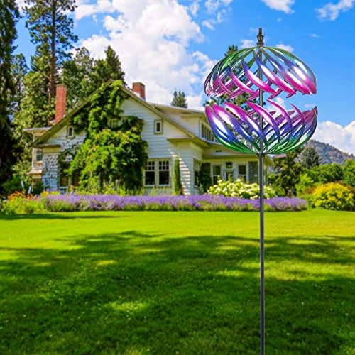 MUMTOP Wind Spinner Outdoor, Large Metal Kinetic Wind Sculptures, Blue