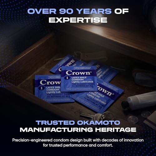 Crown Condoms, 50 Count | Lubricated, Latex, Silkier, Thinner and Stronger