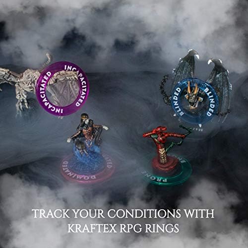 Kraftex DND Condition Rings [96pcs]: Accessories for Dungeon Masters to Track Spell Effects. Condition Markers D&D Accessories use as DND Tokens