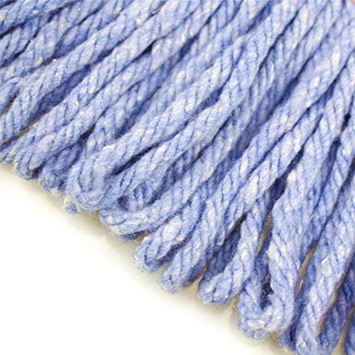 String Mop Heads Replacement Heavy Duty Commercial Grade Blue Cotton Looped End Wet Industrial Cleaning Mop Head Refills (4, Medium)